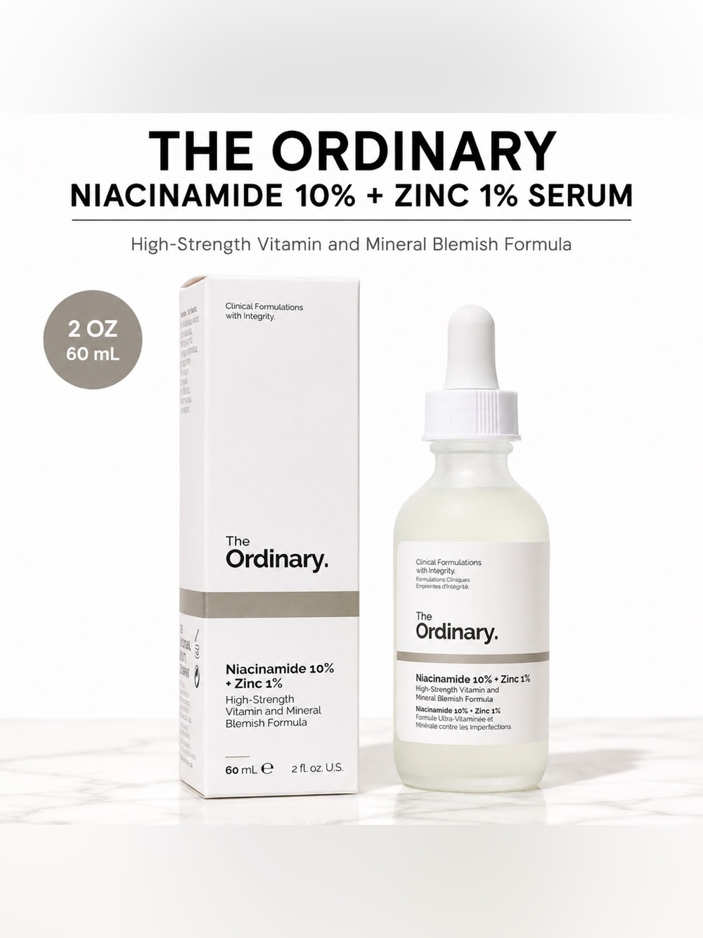 The Ordinary Niacinamide 10% + Zinc 1% Serum — White, Cream